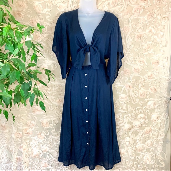 Faithfull the Brand Dresses & Skirts - FAITHFULL THE BRAND Blue dress front tie S NEW NWT